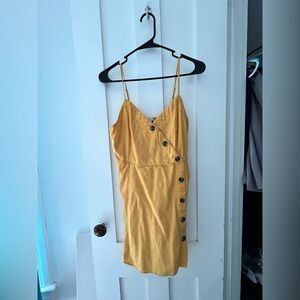 American Eagle Outfitters Yellow Button-Front Mini Dress